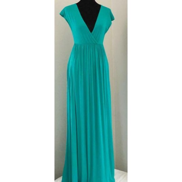 Lani Dresses & Skirts - Made in the USA Lani California Maxi Long jersey Knit Dress Blue Green